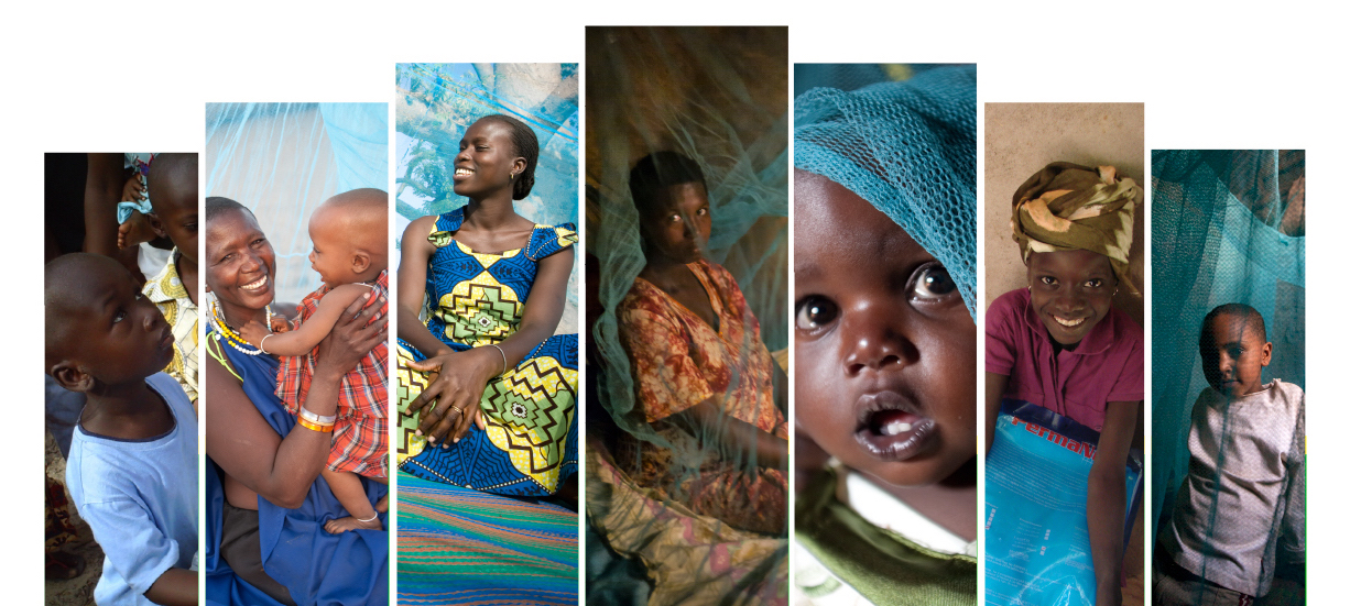 Fanned images of people who have received life-saving nets thanks to Nothing But Nets.